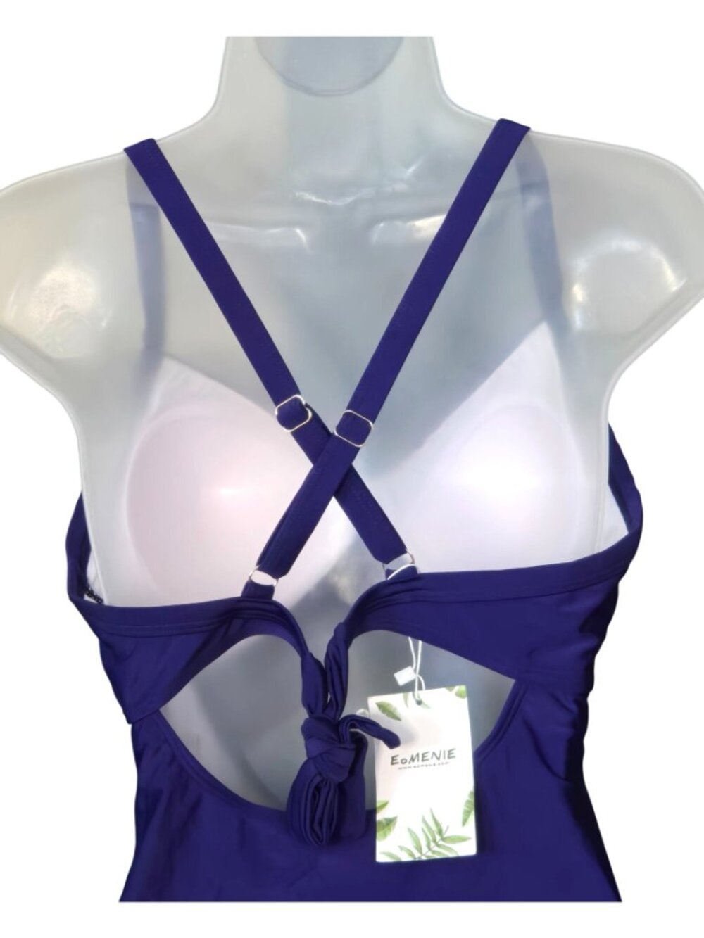 Purple Cross Front One Piece Swimsuit M Cutout Adjustable Straps Lined - Picture 8 of 8